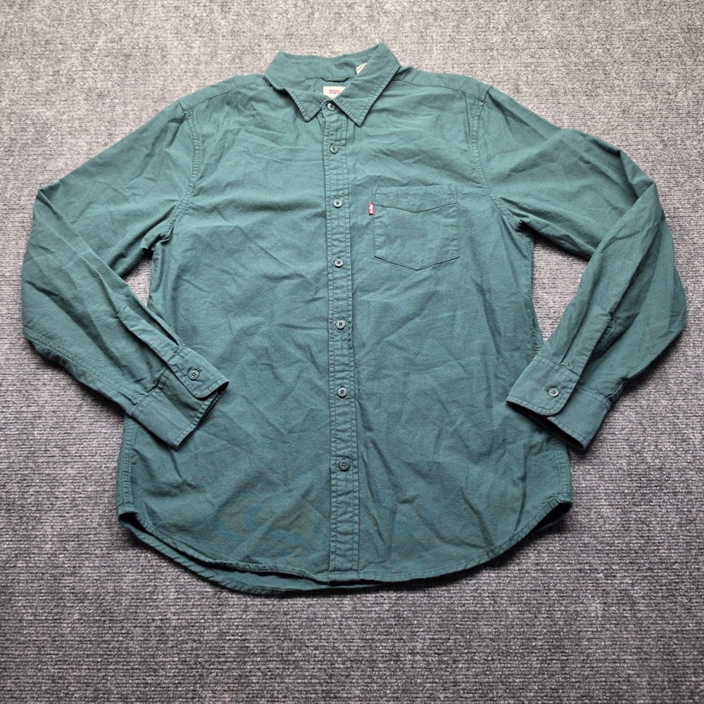 Levis Mens Standard Fit Long Sleeve Button Up Shirt Green 85748-0134 Size M